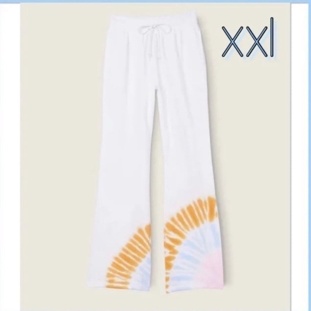 BNWT XXL Campus Fleece Wide Leg Pants with Pastel Print